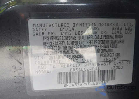 2014 Nissan Sentra S из США, поврежденный, VIN 3N1AB7AP4EL684387